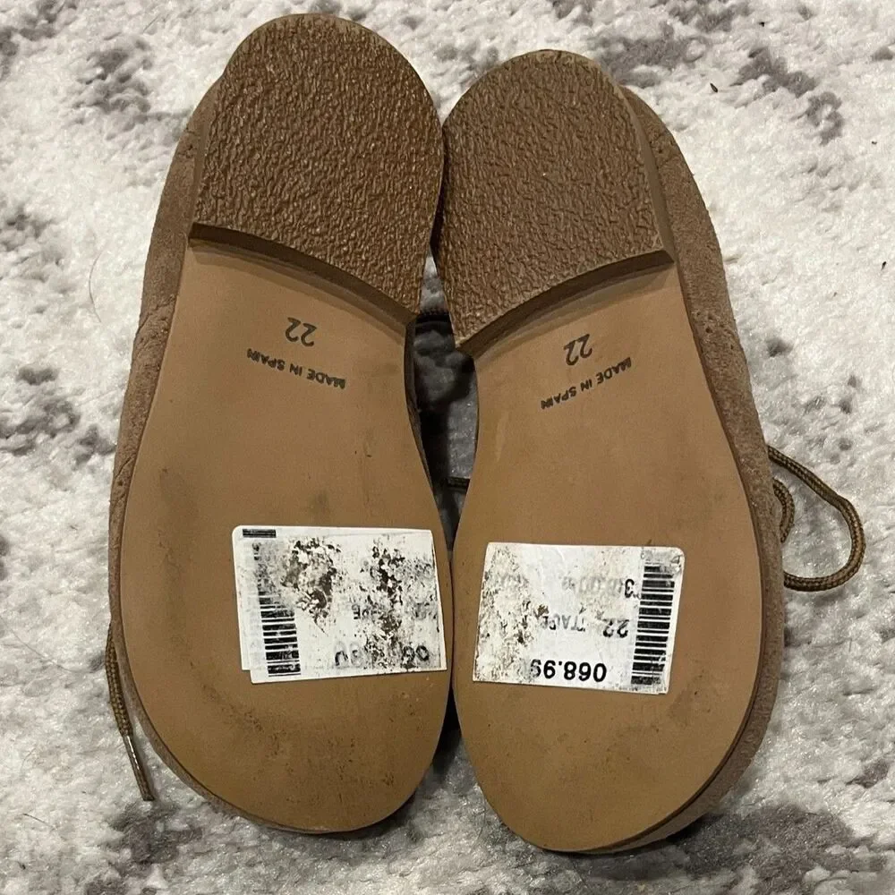 Calzados Gody Baby Girls Oxford Brown Lace-Up Suede Shoes Sz 22 (Toddler 6/6.5)